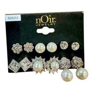 nOir Jewelry 6-Pair Stud Earring Set - New